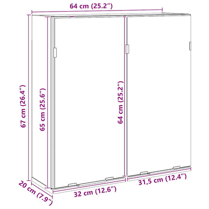 vidaXL Bathroom Mirror Cabinet Artisan Oak 64x20x66.5 cm Engineered Wood