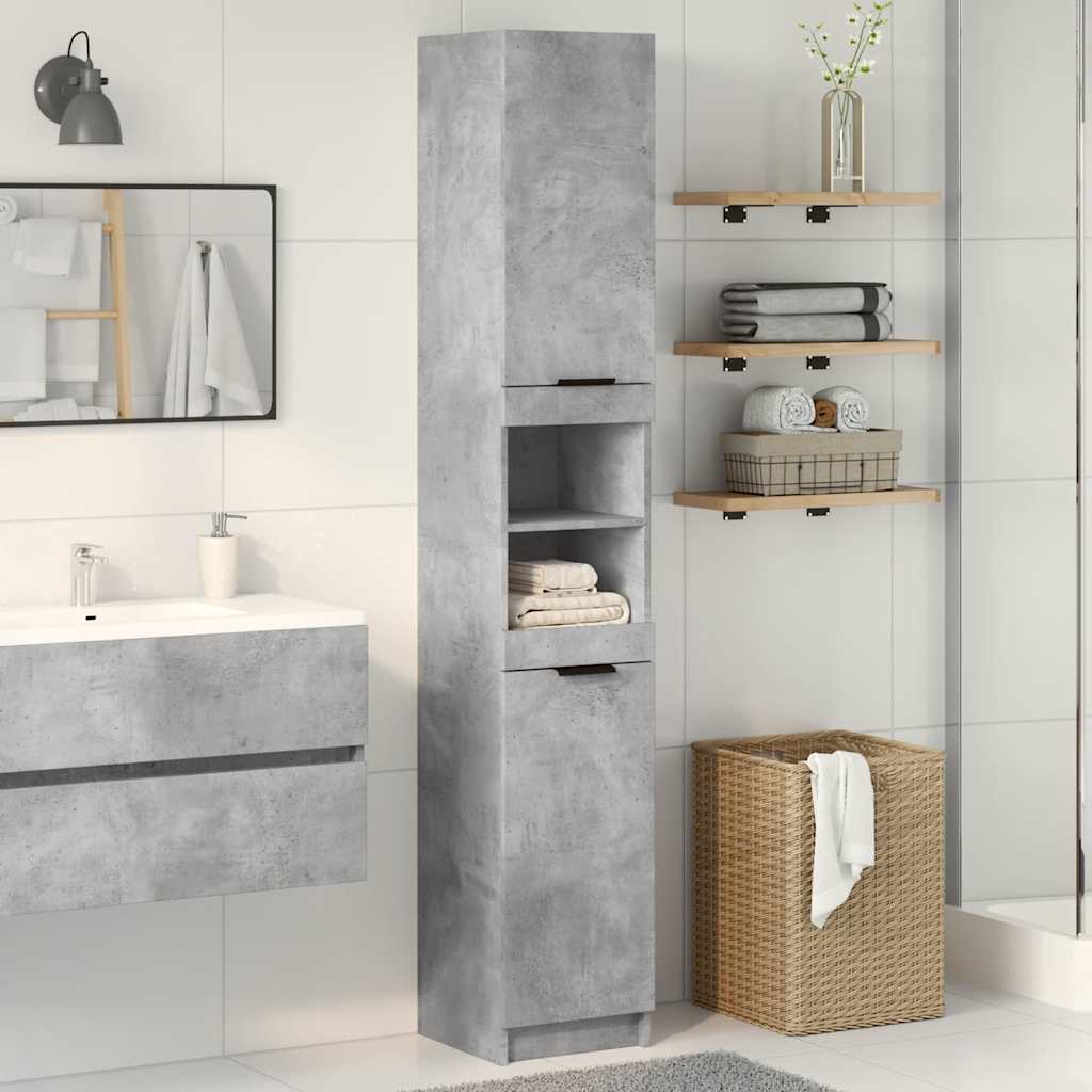 vidaXL Bathroom Cabinet Concrete Grey 32x34x188,5 cm Engineered Wood