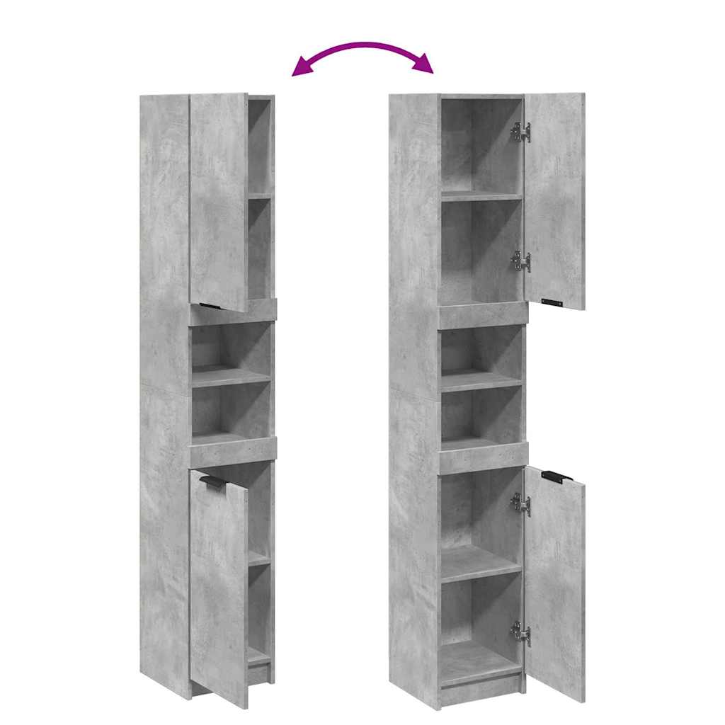 vidaXL Bathroom Cabinet Concrete Grey 32x34x188.5 cm Engineered Wood