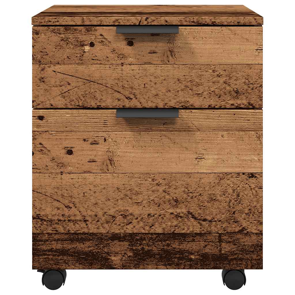 vidaXL Mobile File Cabinet with Wheels Old Wood 45x38x54 cm Engineered Wood