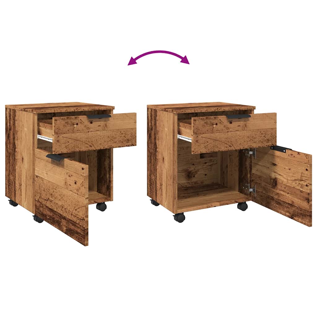 vidaXL Mobile File Cabinet with Wheels Old Wood 45x38x54 cm Engineered Wood
