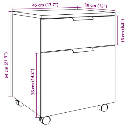 vidaXL Mobile File Cabinet with Wheels Old Wood 45x38x54 cm Engineered Wood