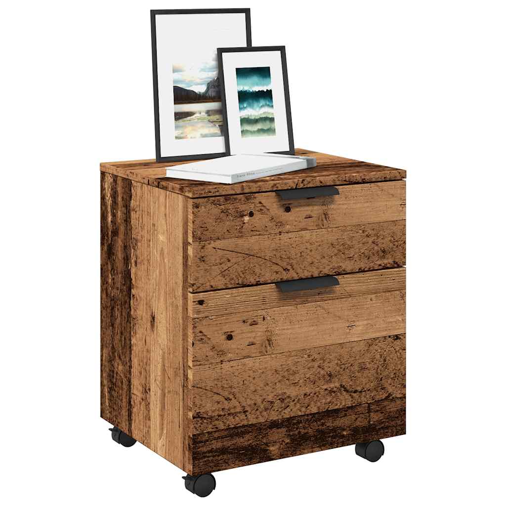 vidaXL Mobile File Cabinet with Wheels Old Wood 45x38x54 cm Engineered Wood