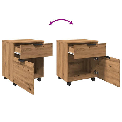 vidaXL Mobile File Cabinet with Wheels Artisan Oak 45x38x54 cm Engineered Wood