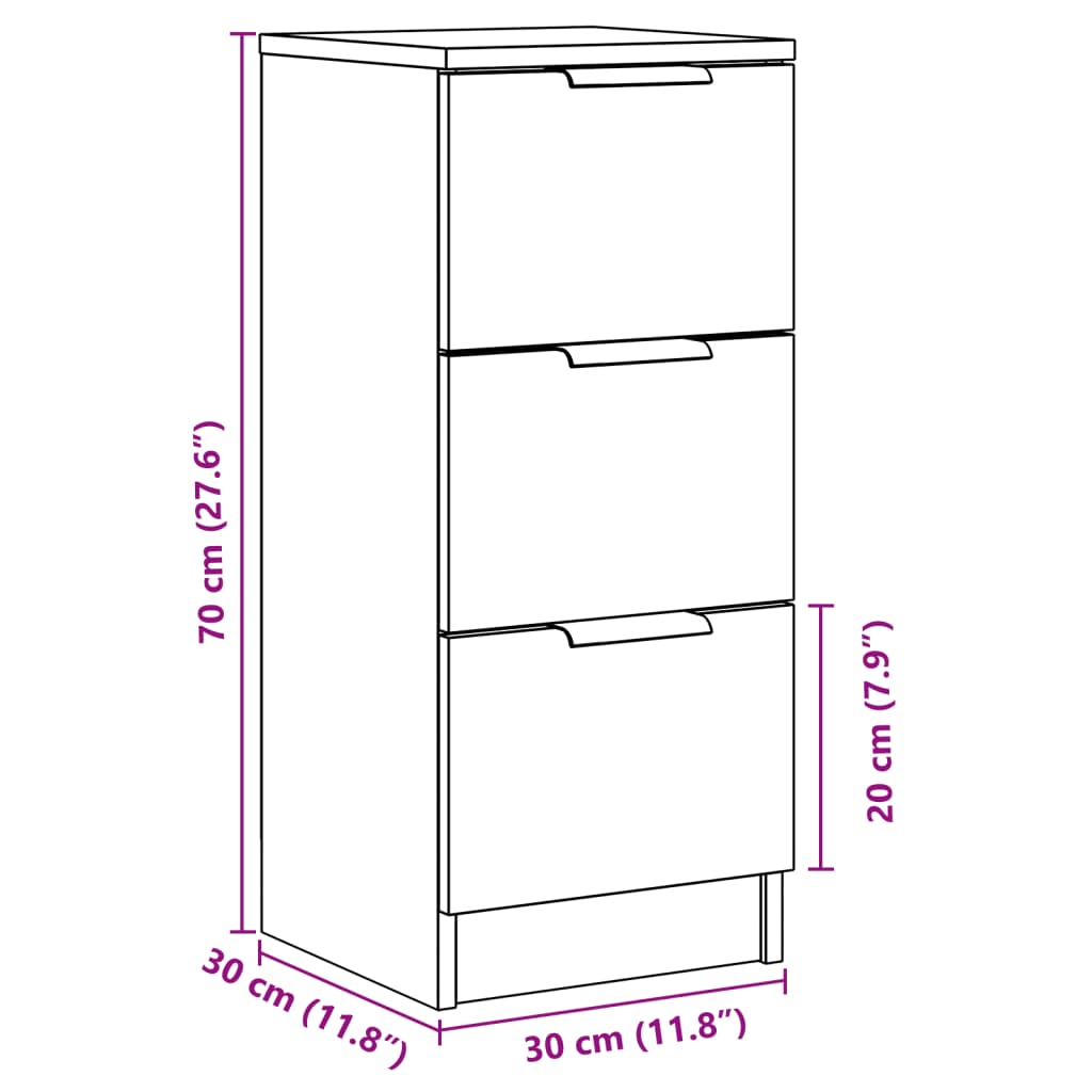 vidaXL Sideboards 2 pcs Old Wood 30x30x70 cm Engineered Wood