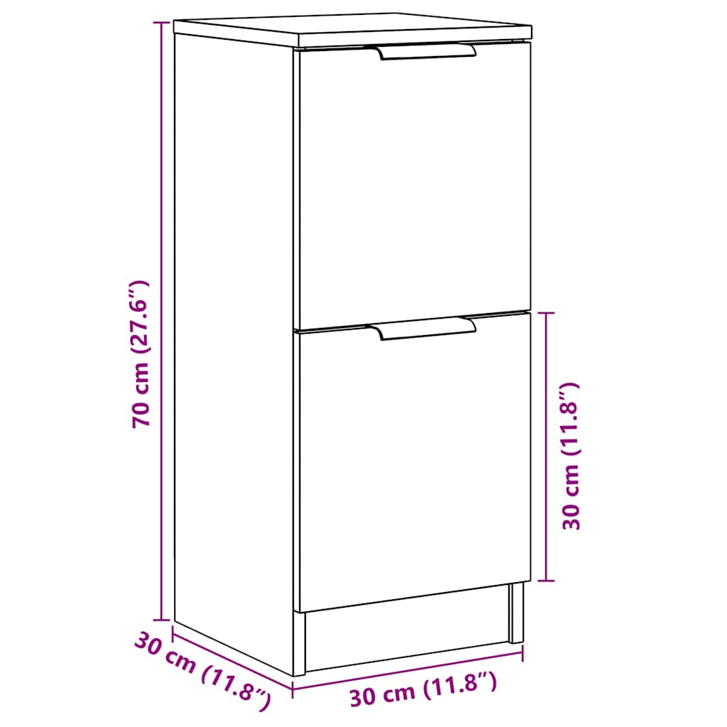 vidaXL Sideboards 2 pcs Old Wood 30x30x70 cm Engineered Wood