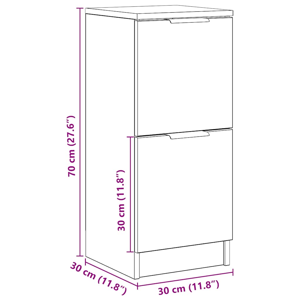 vidaXL Sideboards 2 pcs Artisan Oak 30x30x70 cm Engineered Wood