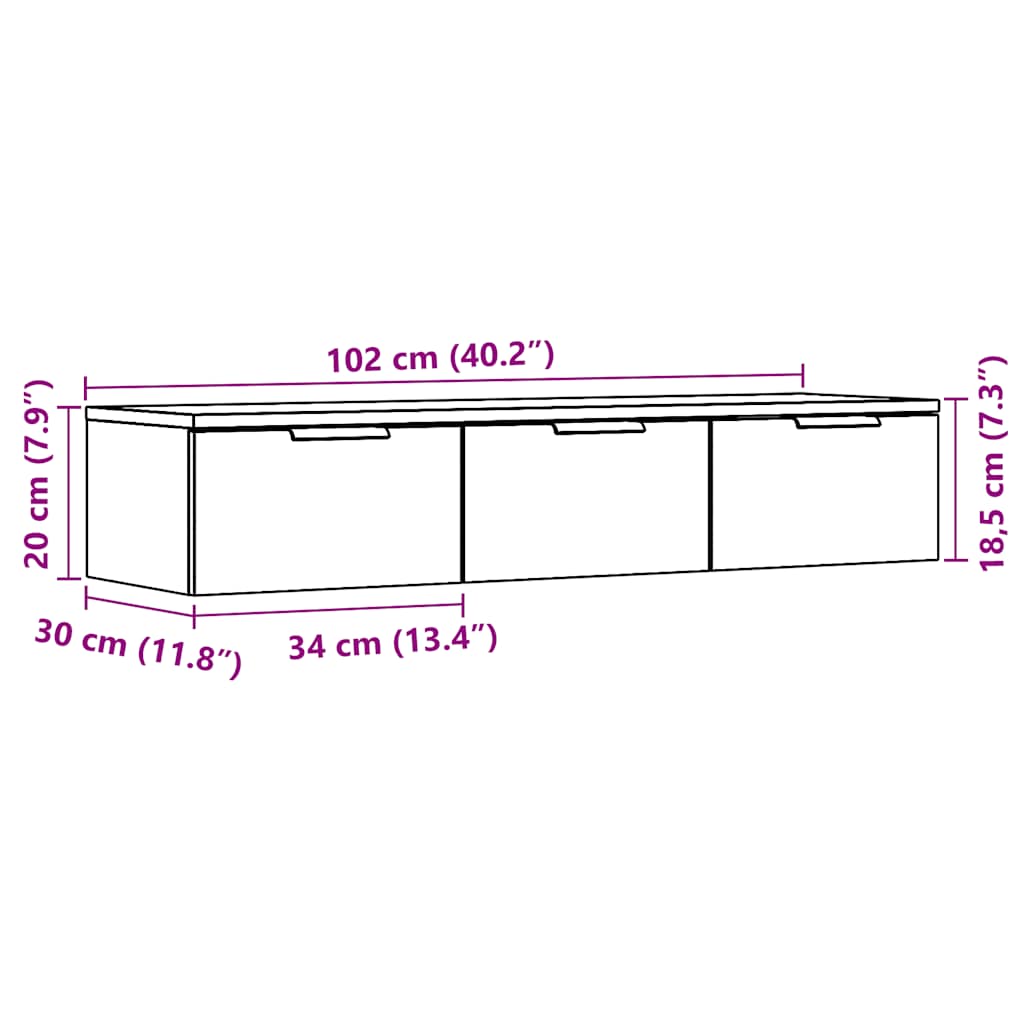 vidaXL Wall Cabinet Old Wood 102x30x20 cm Engineered Wood