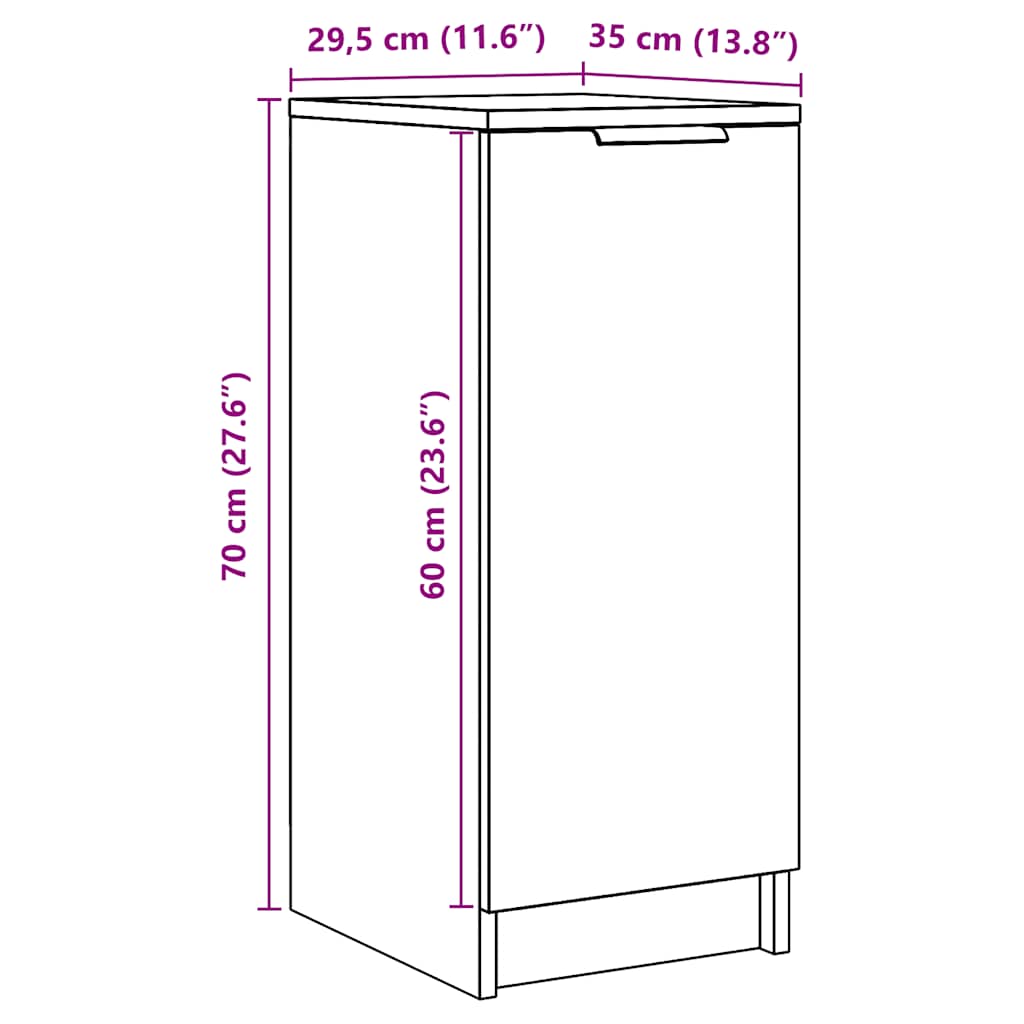 vidaXL Shoe Cabinet Artisan Oak 29.5x35x70 cm Engineered Wood