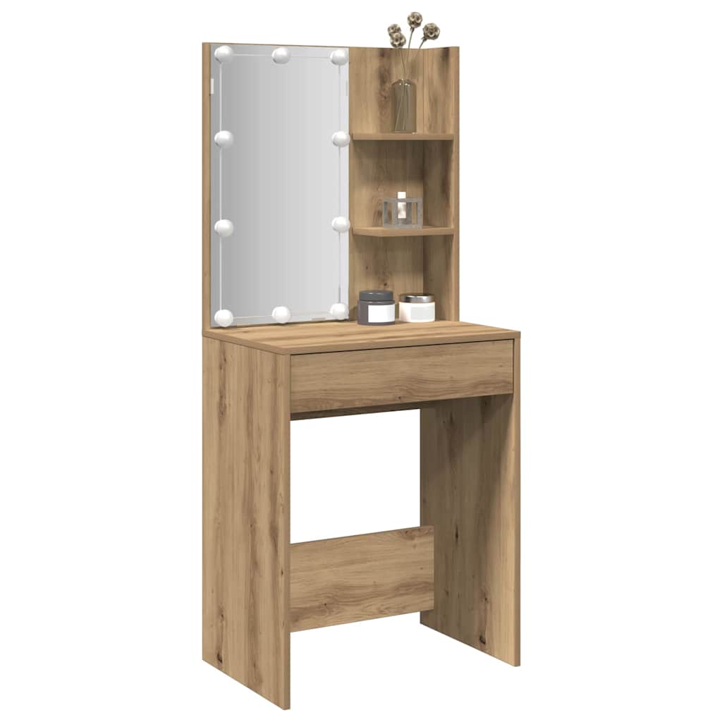 vidaXL Dressing Table with LED Artisan Oak 60x40x140 cm