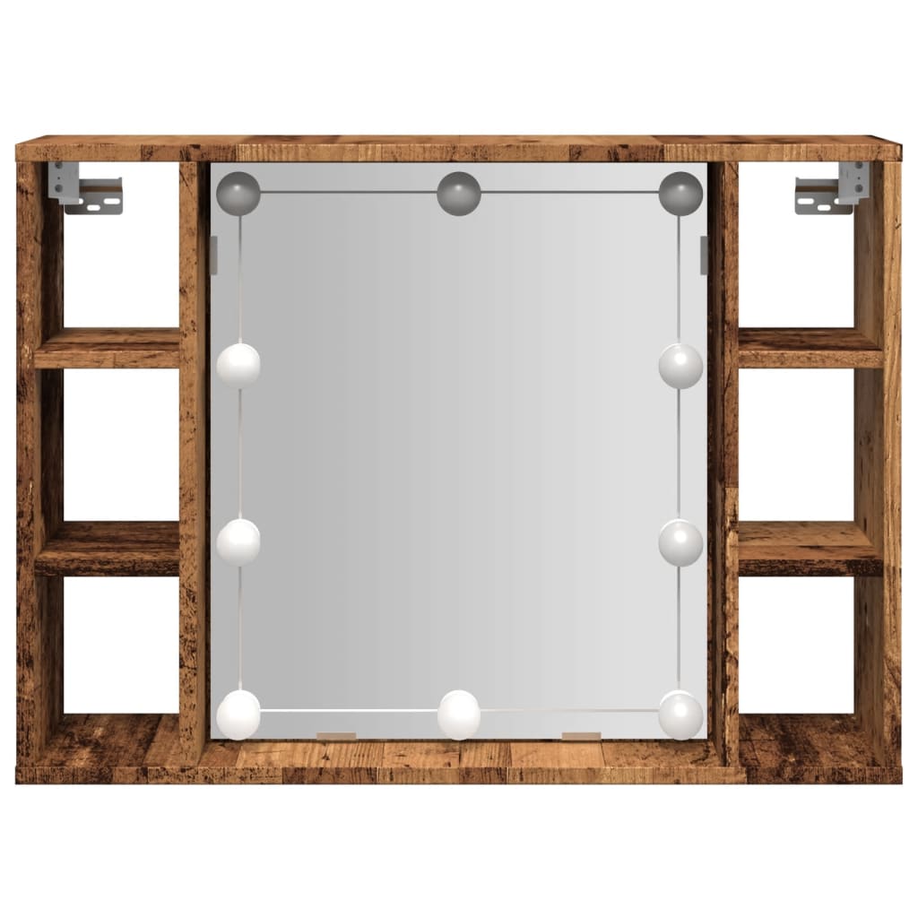 vidaXL Mirror Cabinet with LED Old Wood 76x15x55 cm Engineered Wood