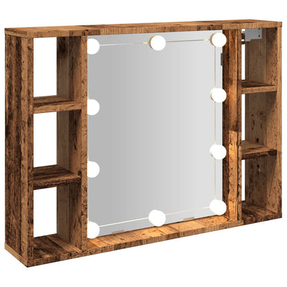 vidaXL Mirror Cabinet with LED Old Wood 76x15x55 cm Engineered Wood