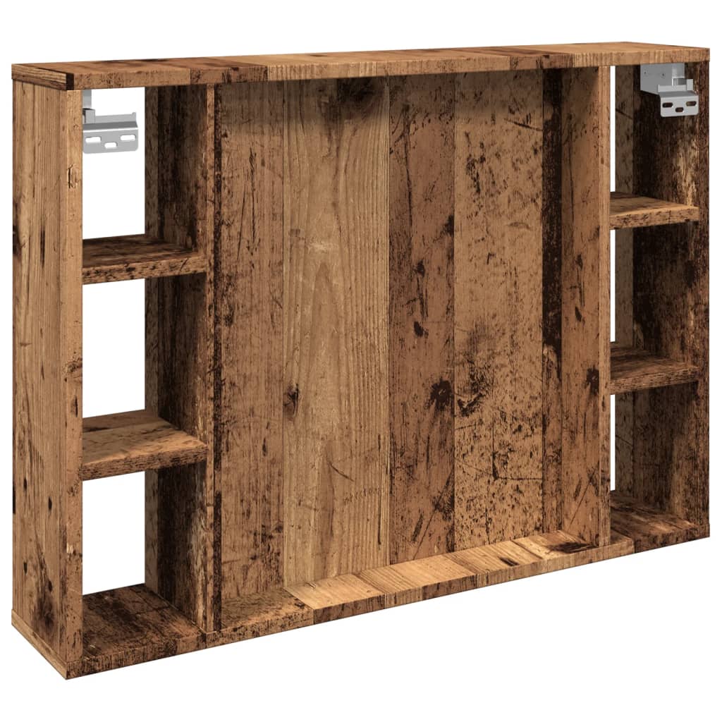 vidaXL Mirror Cabinet with LED Old Wood 76x15x55 cm Engineered Wood