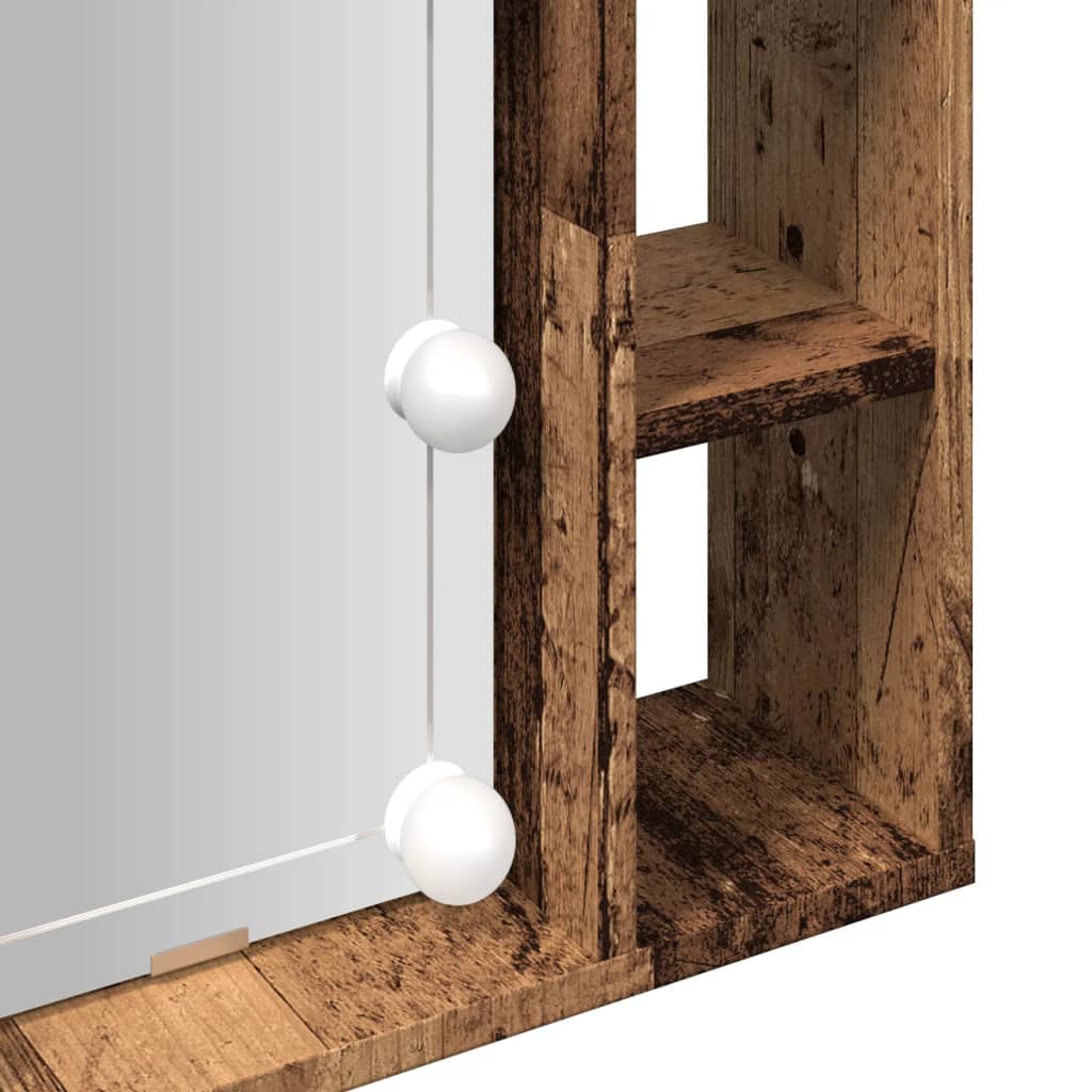 vidaXL Mirror Cabinet with LED Old Wood 76x15x55 cm Engineered Wood