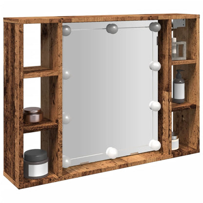 vidaXL Mirror Cabinet with LED Old Wood 76x15x55 cm Engineered Wood