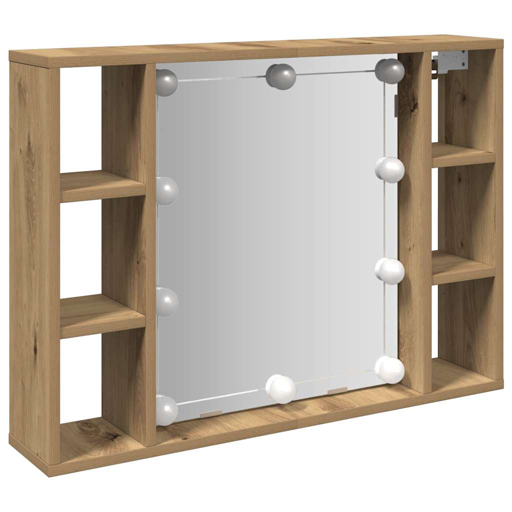 vidaXL Mirror Cabinet with LED Artisan Oak 76x15x55 cm Engineered Wood