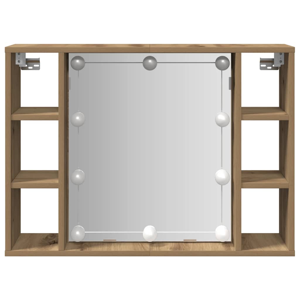 vidaXL Mirror Cabinet with LED Artisan Oak 76x15x55 cm Engineered Wood