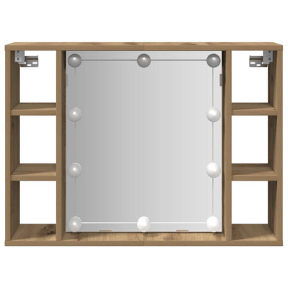 vidaXL Mirror Cabinet with LED Artisan Oak 76x15x55 cm Engineered Wood