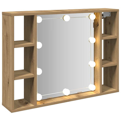 vidaXL Mirror Cabinet with LED Artisan Oak 76x15x55 cm Engineered Wood