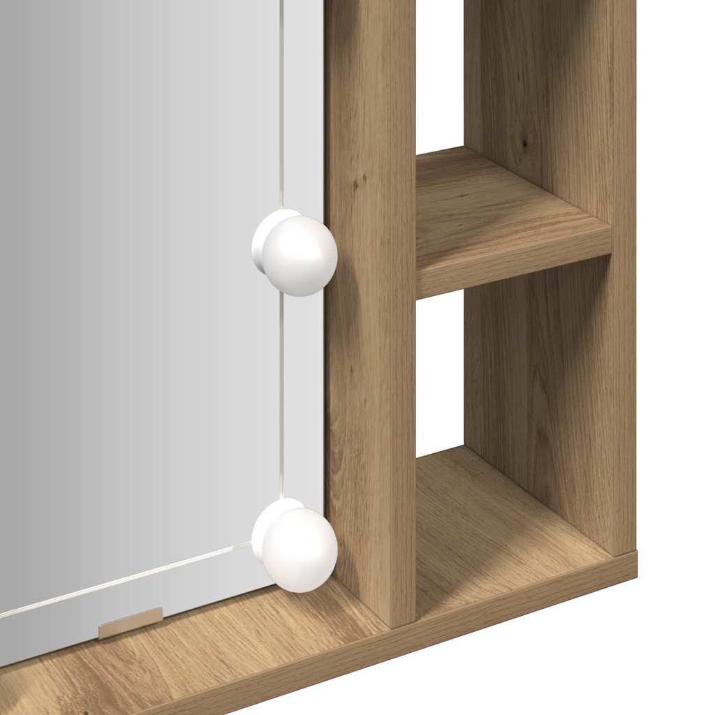 vidaXL Mirror Cabinet with LED Artisan Oak 76x15x55 cm Engineered Wood