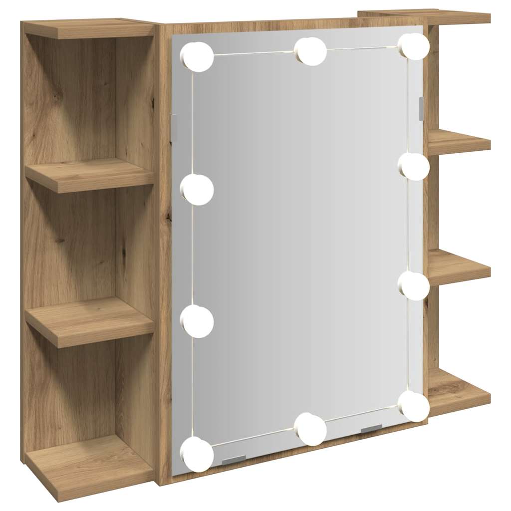 vidaXL Mirror Cabinet with LED Artisan Oak 70x16.5x60 cm