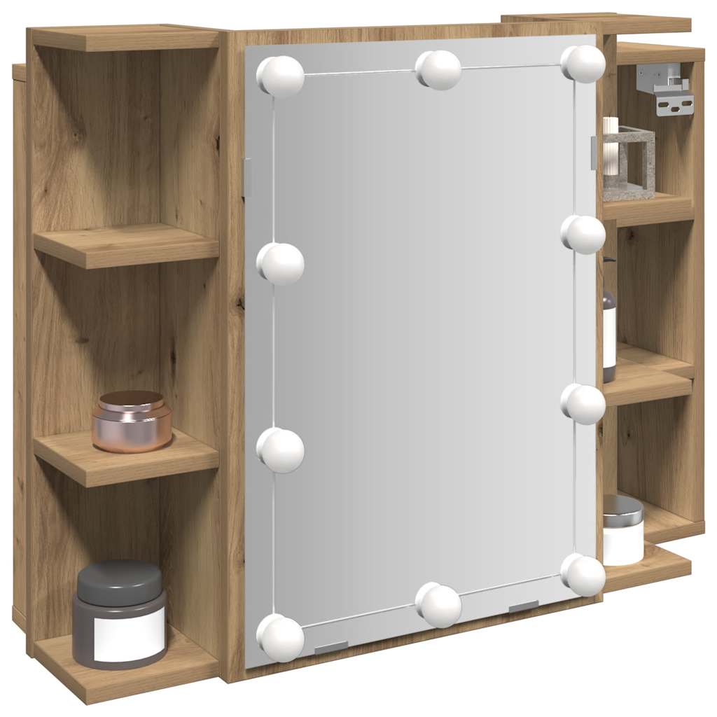 vidaXL Mirror Cabinet with LED Artisan Oak 70x16.5x60 cm
