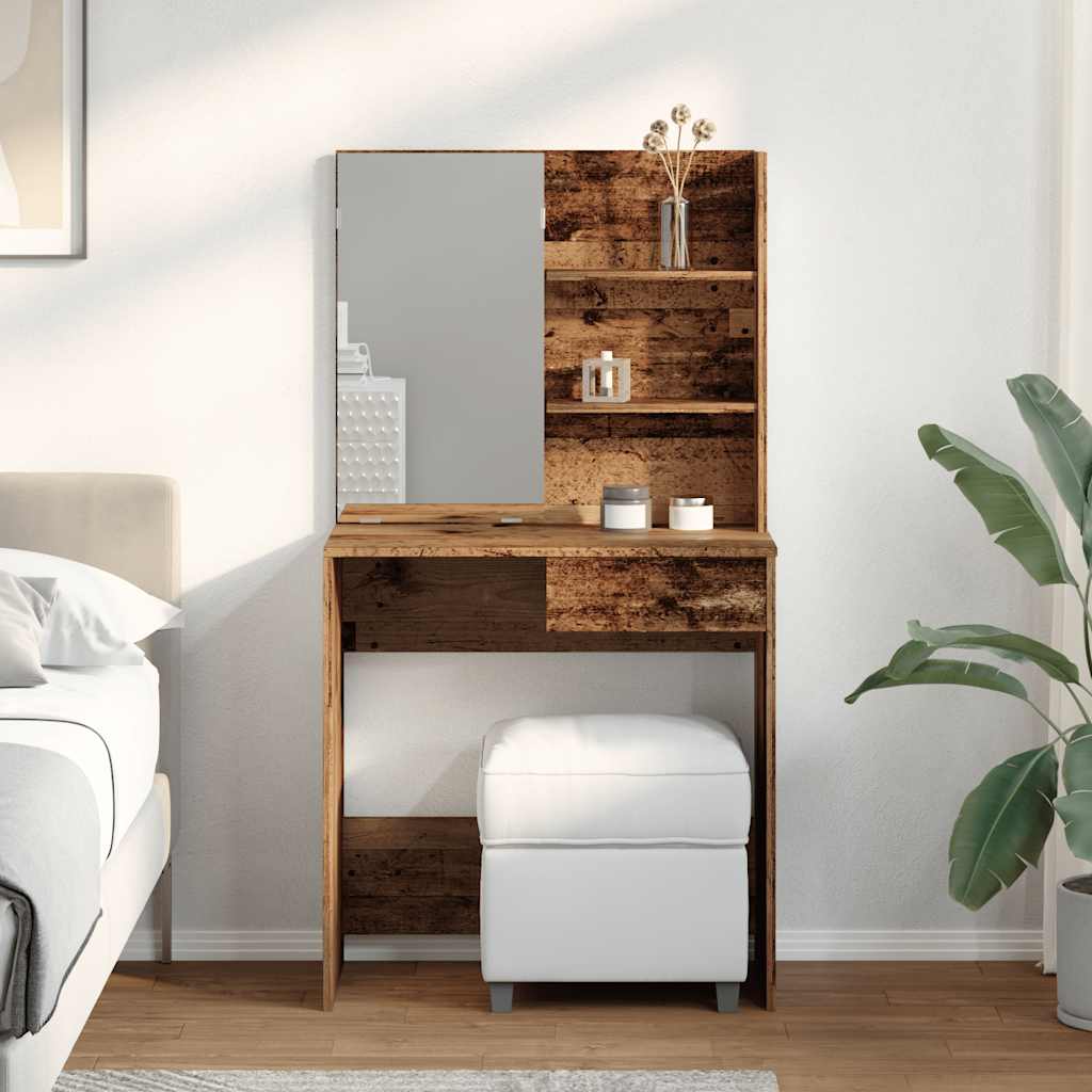 vidaXL Dressing Table with Mirror Old Wood 74,5x40x141 cm