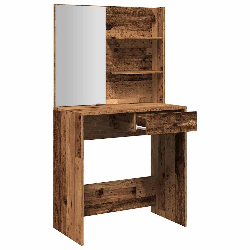 vidaXL Dressing Table with Mirror Old Wood 74,5x40x141 cm