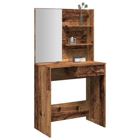 vidaXL Dressing Table with Mirror Old Wood 74,5x40x141 cm