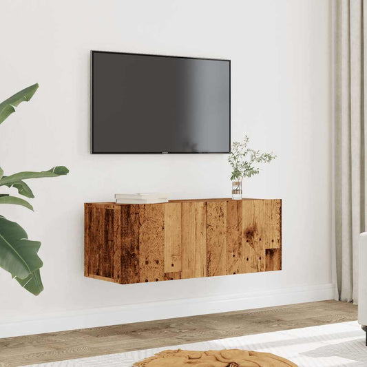 vidaXL 2 Piece Wall-mounted TV Cabinet Set Old Wood 80x30x30 cm