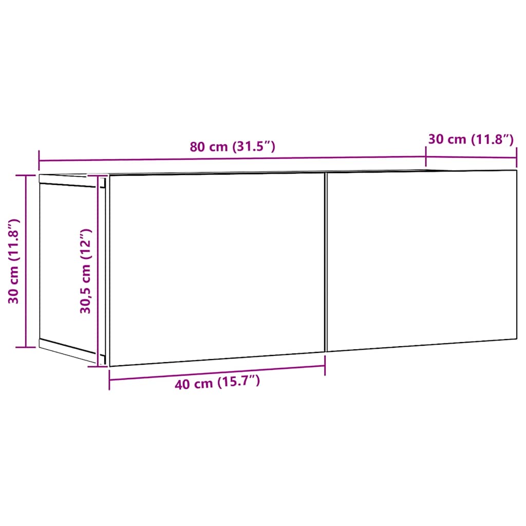 vidaXL TV Cabinets Wall-mounted 2 pcs Artisian Oak 80x30x30 cm