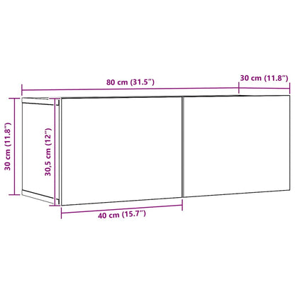 vidaXL TV Cabinets Wall-mounted 2 pcs Artisian Oak 80x30x30 cm
