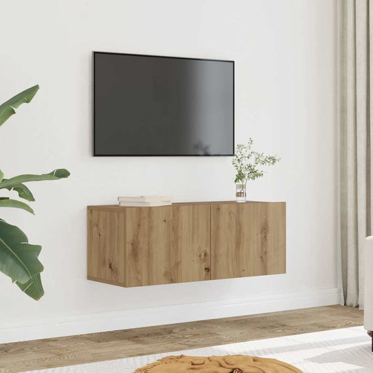 vidaXL 2 Piece Wall-mounted TV Cabinet Set Artisian Oak 80x30x30 cm