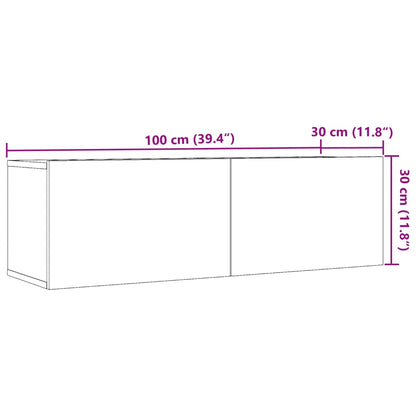 vidaXL TV Cabinets Wall-mounted 2 pcs Old Wood 100x30x30 cm