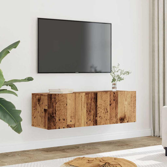 vidaXL 2 Piece Wall-mounted TV Cabinet Set Old Wood 100x30x30 cm