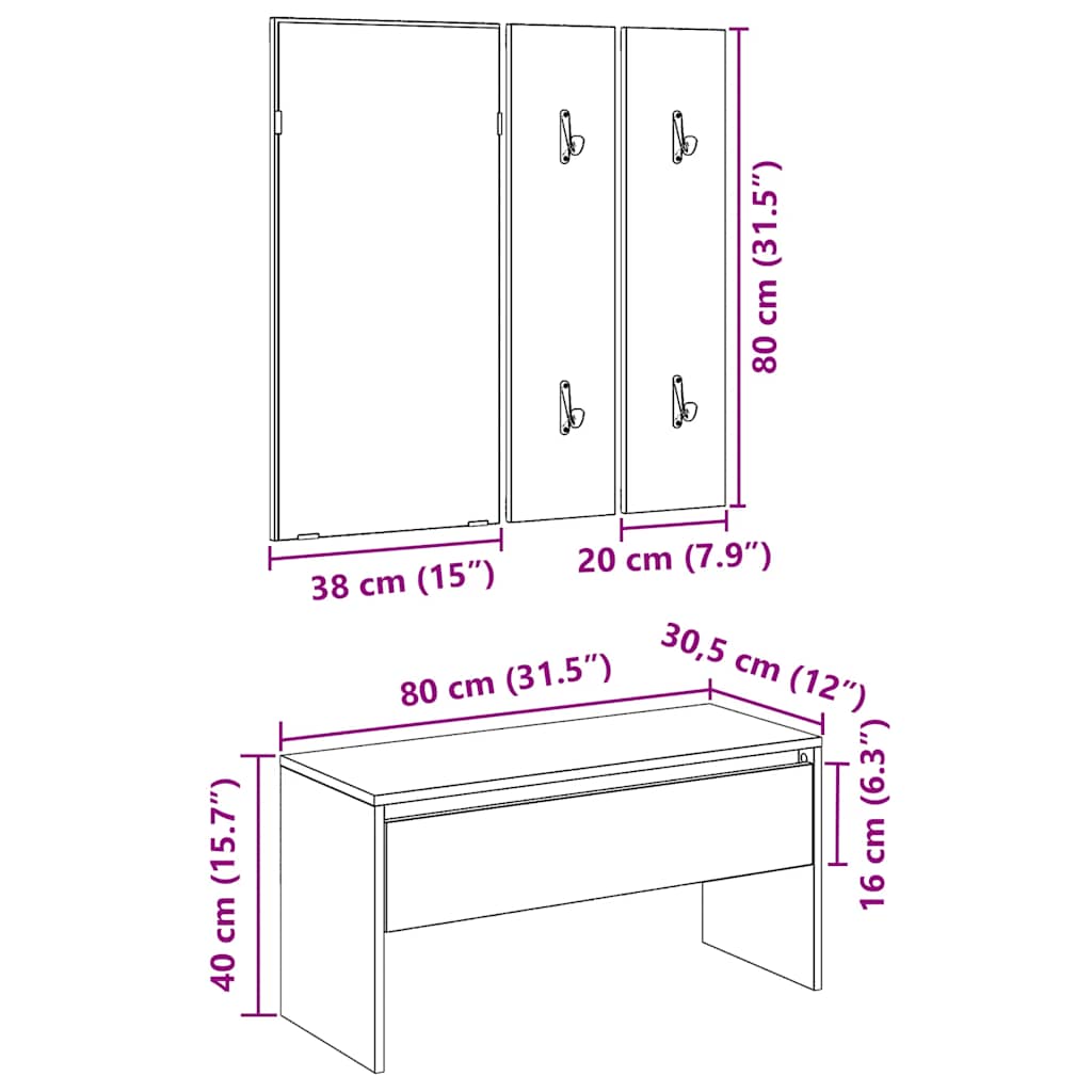 vidaXL Hallway Furniture Set Artisan Oak Engineered Wood