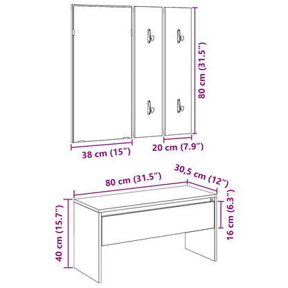 vidaXL Hallway Furniture Set Artisan Oak Engineered Wood