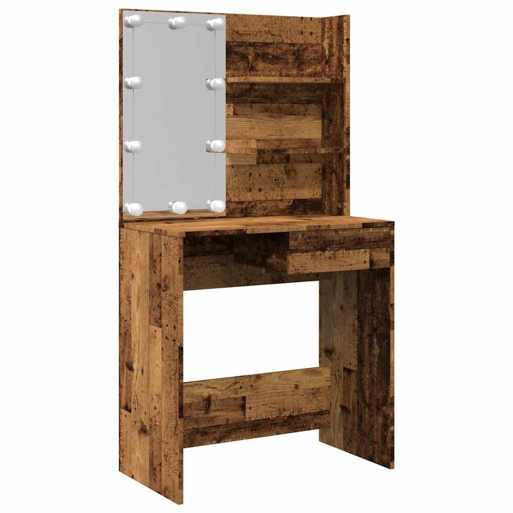 vidaXL Dressing Table with LED Old Wood 74,5x40x141 cm