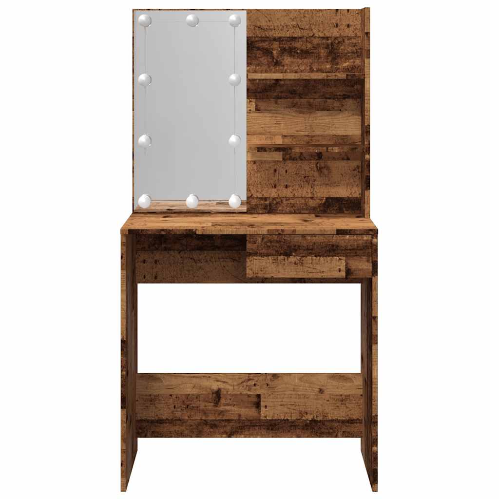 vidaXL Dressing Table with LED Old Wood 74,5x40x141 cm