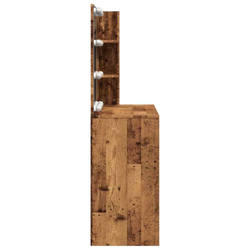 vidaXL Dressing Table with LED Old Wood 74,5x40x141 cm