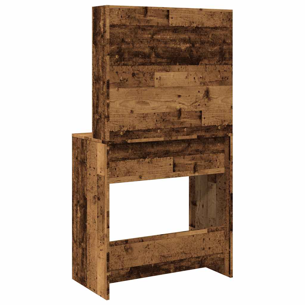 vidaXL Dressing Table with LED Old Wood 74,5x40x141 cm