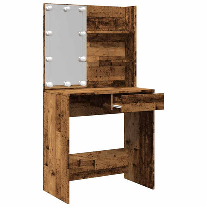 vidaXL Dressing Table with LED Old Wood 74,5x40x141 cm