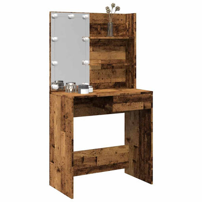 vidaXL Dressing Table with LED Old Wood 74,5x40x141 cm
