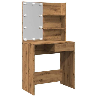 vidaXL Dressing Table with LED Artisan Oak 74,5x40x141 cm