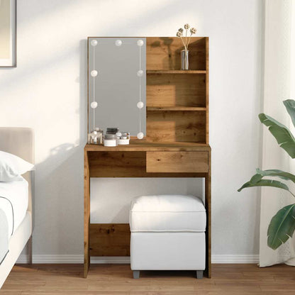 vidaXL Dressing Table with LED Artisan Oak 74,5x40x141 cm