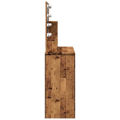 vidaXL Dressing Table with LED Old Wood 86.5x35x136 cm