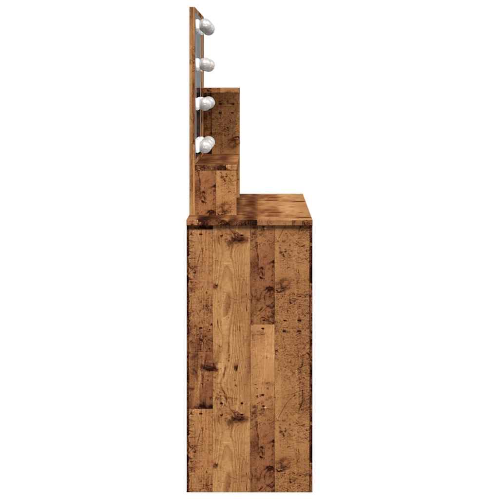 vidaXL Dressing Table with LED Old Wood 86,5x35x136 cm