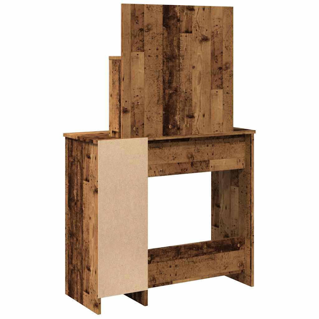 vidaXL Dressing Table with LED Old Wood 86,5x35x136 cm