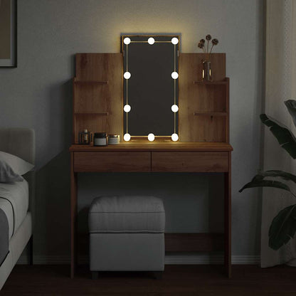 vidaXL Dressing Table with LED Lights Artisan Oak 96x40x142 cm
