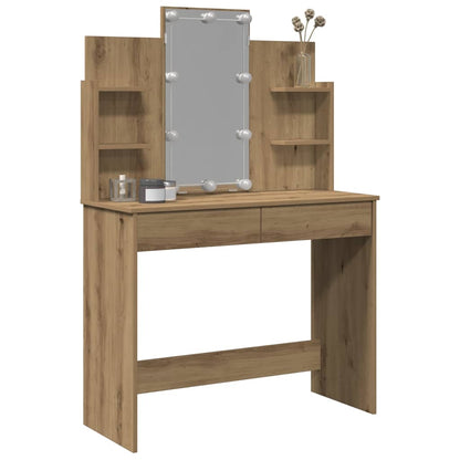 vidaXL Dressing Table with LED Lights Artisan Oak 96x40x142 cm